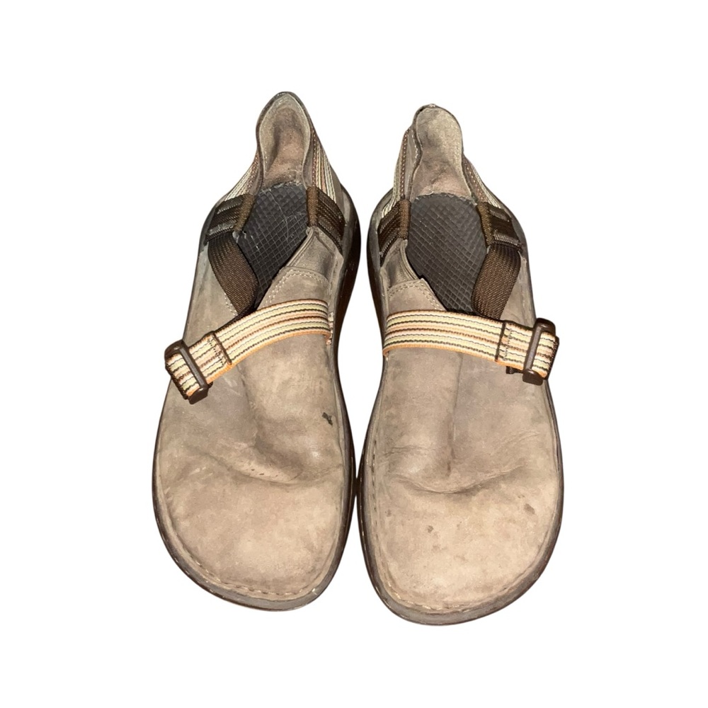 Women’s Beige Suede Slip-On Sandals with Adjustable Strap
